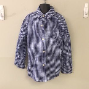 Nautica Boys Blue/White Plaid Button Down Shirt M